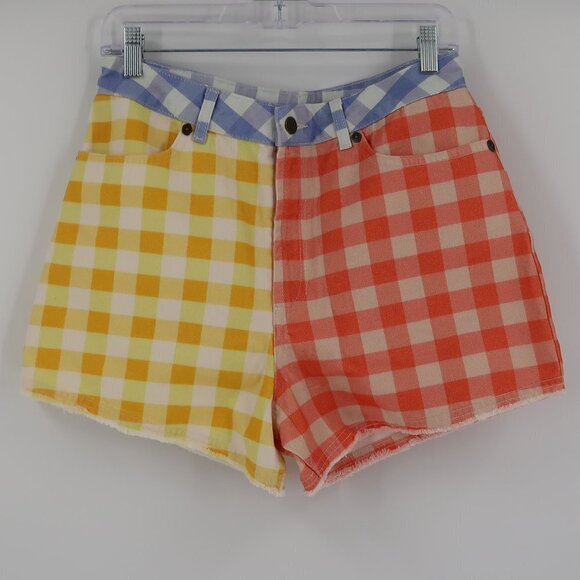 Farm Rio Anthropologie Multicolor gingham shorts M - Picture 2 of 9